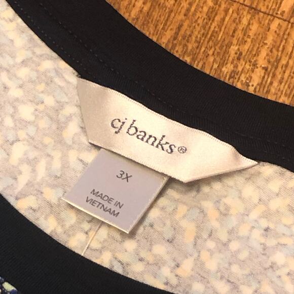 CJ Banks Blue White Yellow Confetti Polka Dot Shirt Size 3X (24/26W) - Picture 11 of 12